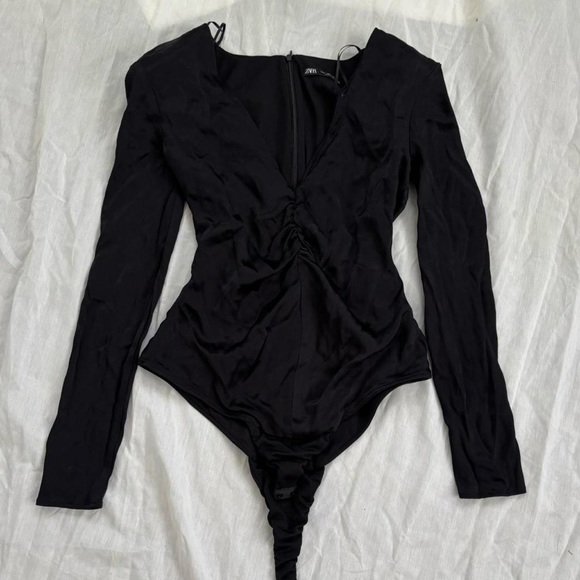 Black Zara Silky Bodysuit - Picture 2 of 7